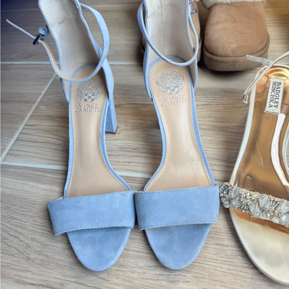 Vince Camuto Sky Blue Suede Heels